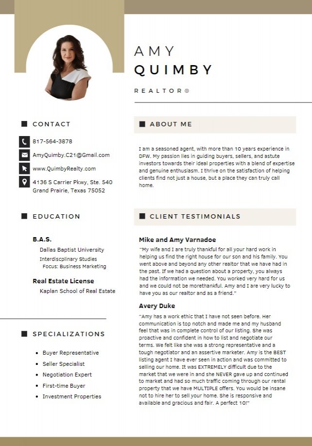Amy Quimby, Professional Resume